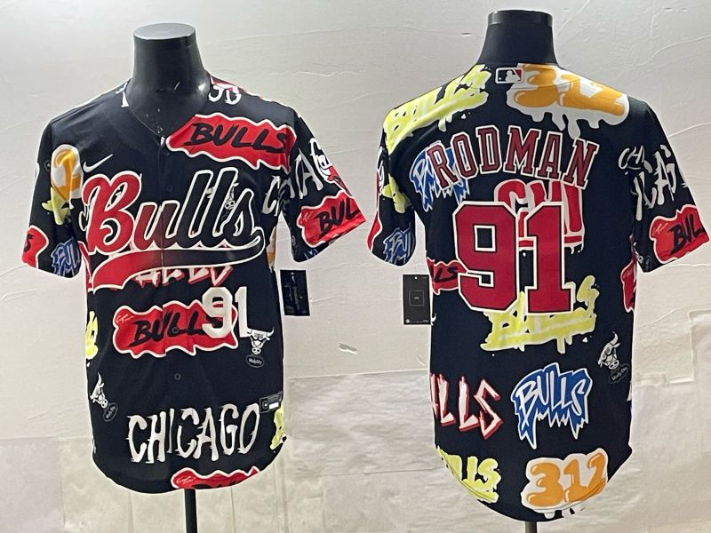 Men Chicago Bulls Nike #91 Rodman black NBA 2025 Jersey style 01